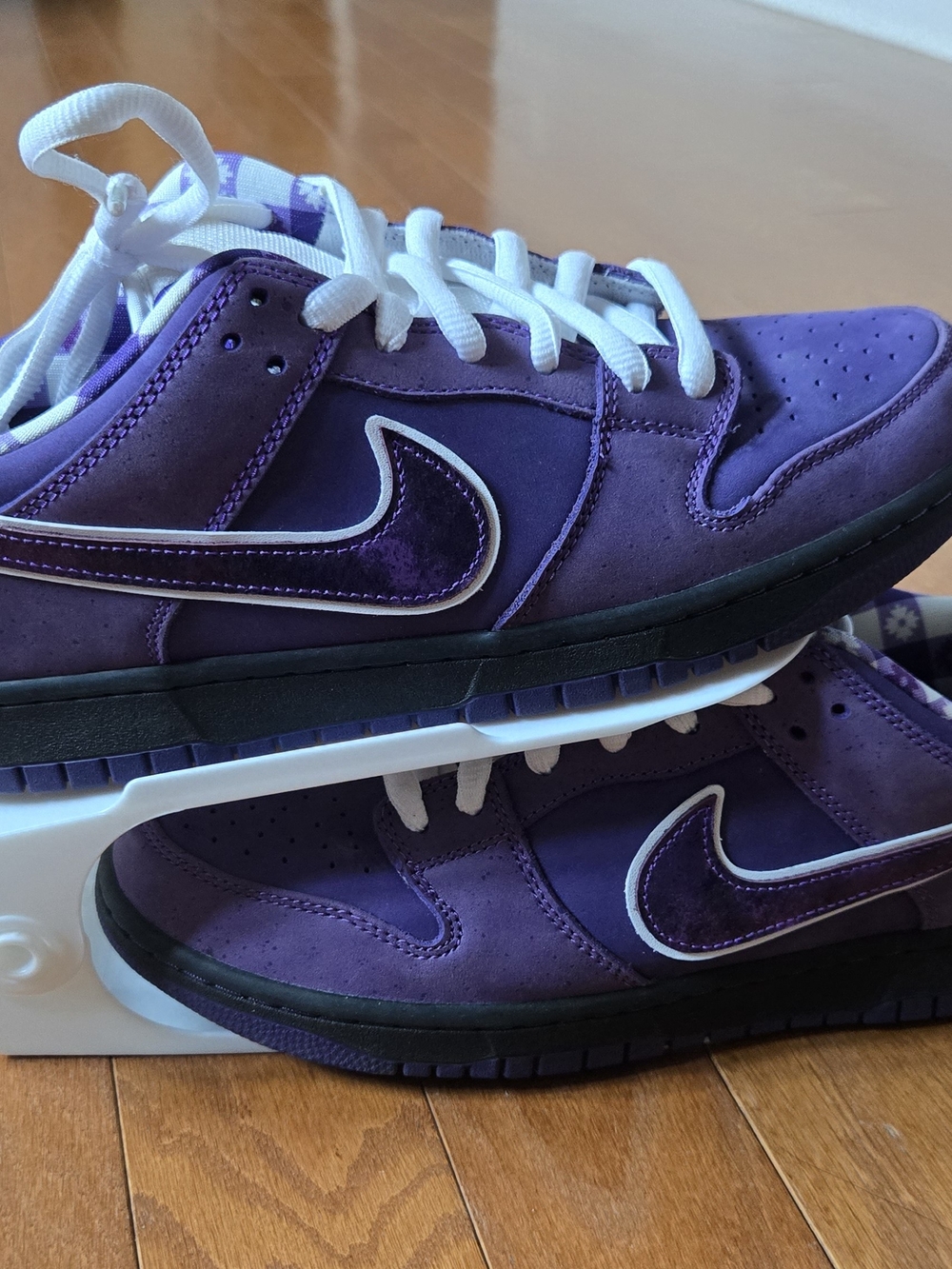 Nike Dunk Low Purple Suede Sneakers with White Laces